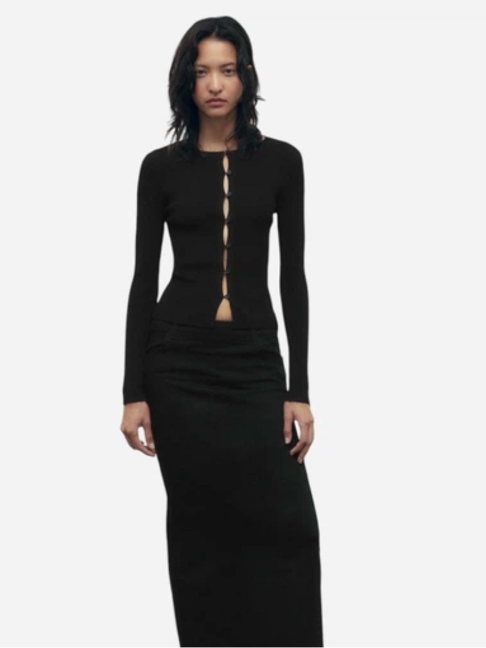 Zara Black Knit Button Up Cardigan